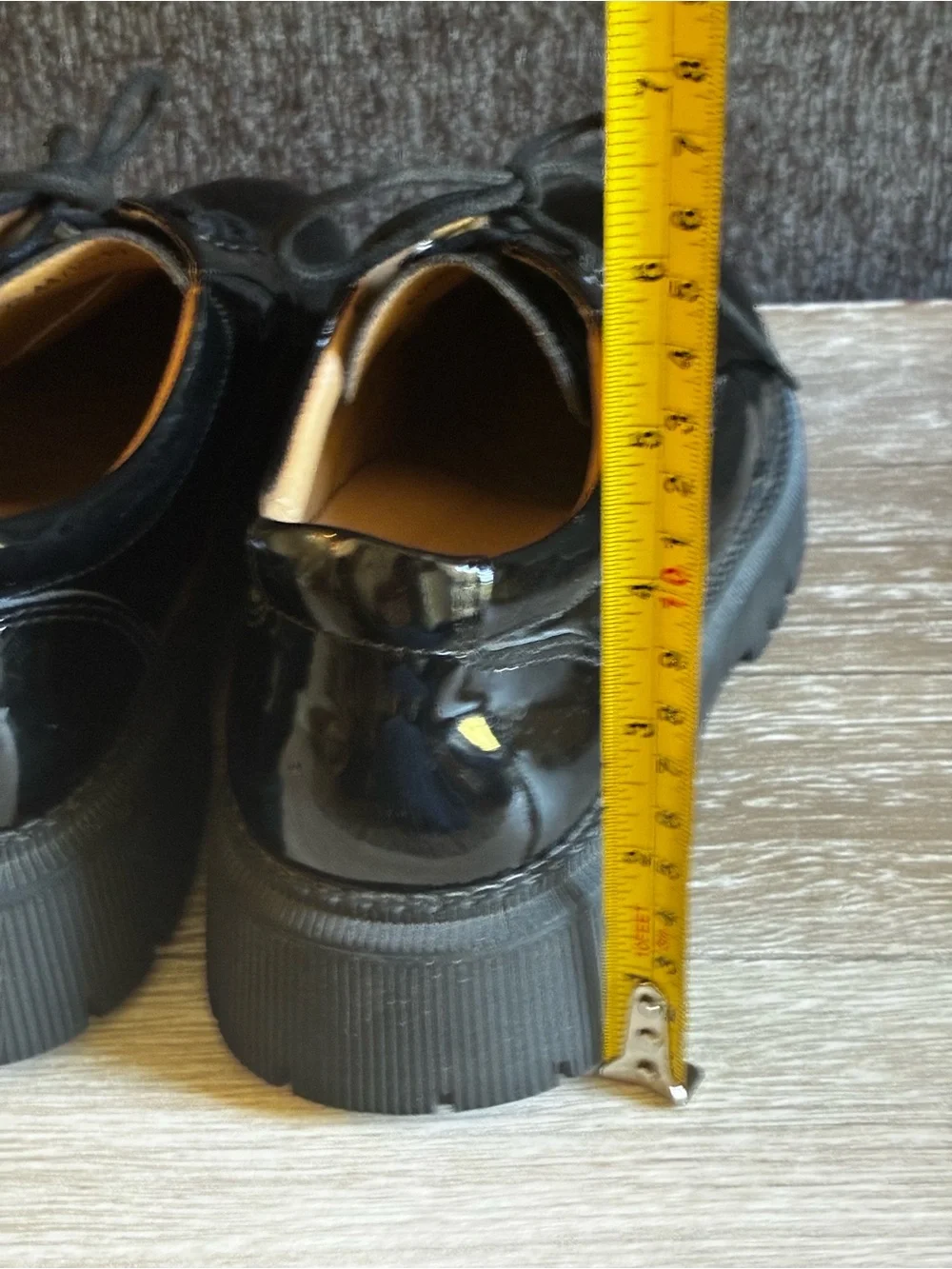 Women’s Black Patent Lace-Up Platform Oxfords With Lug Soles